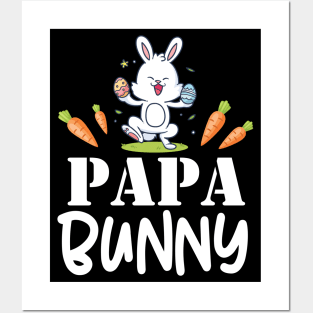 Bunny Play Easter Eggs Carrots Happy Easter Day Papa Bunny Posters and Art